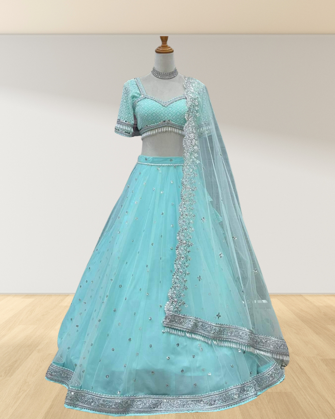 Sky-blue Lehenga Choli Set